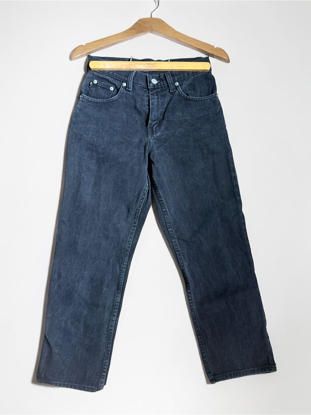 Vintage 100% cotton Ralph Lauren Women’s  Straight Jeans in washed Black Denim